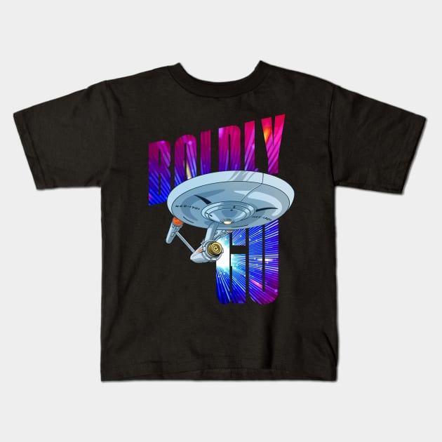 Boldly go into space 2 Kids T-Shirt by BrokenSpirit